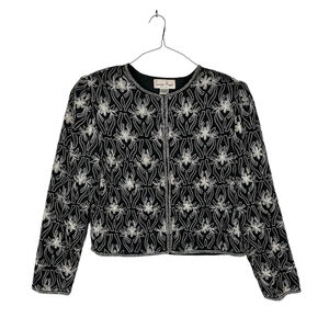 Laurence Kazar Beaded Jacket Size Medium Formal, Black/ White